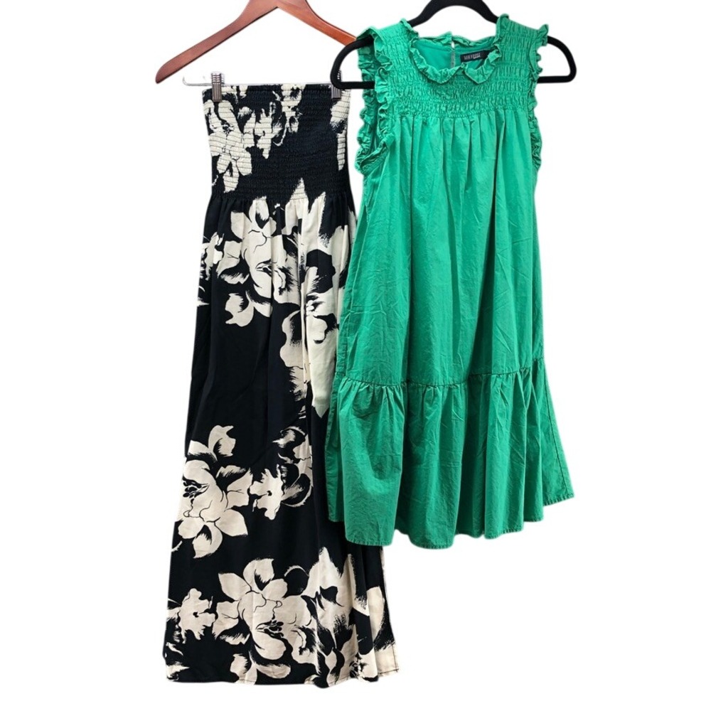 Auguste‎ Mik A Rose Maxi Dress Womens XXS  XS Green Floral Smocked Strapless